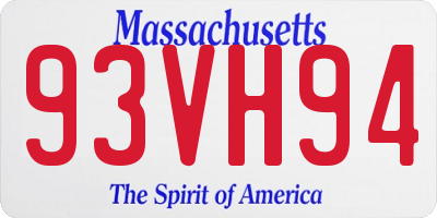 MA license plate 93VH94