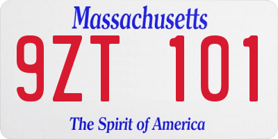 MA license plate 9ZT101