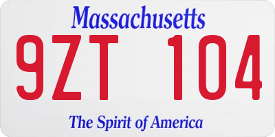 MA license plate 9ZT104