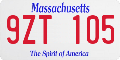MA license plate 9ZT105