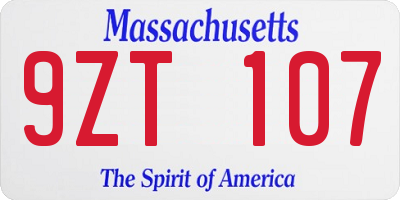 MA license plate 9ZT107