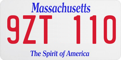 MA license plate 9ZT110