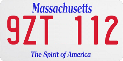 MA license plate 9ZT112