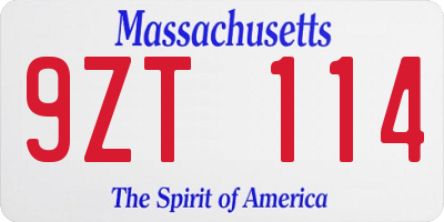 MA license plate 9ZT114