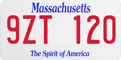 MA license plate 9ZT120