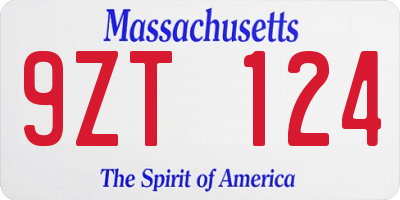MA license plate 9ZT124