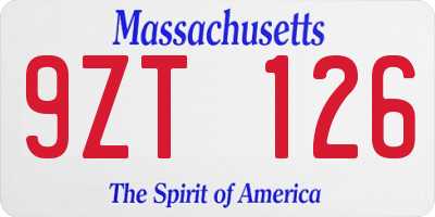 MA license plate 9ZT126