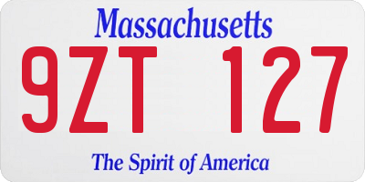 MA license plate 9ZT127