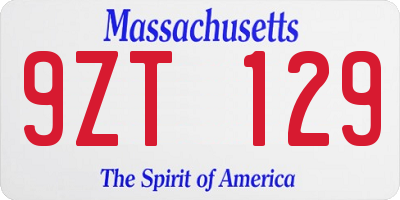 MA license plate 9ZT129