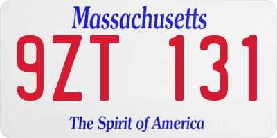 MA license plate 9ZT131
