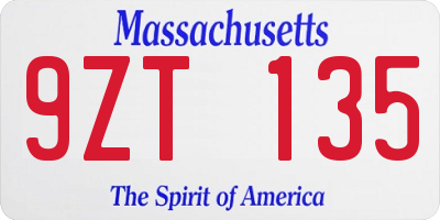 MA license plate 9ZT135