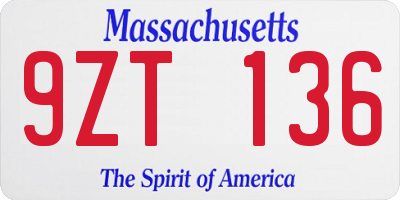MA license plate 9ZT136