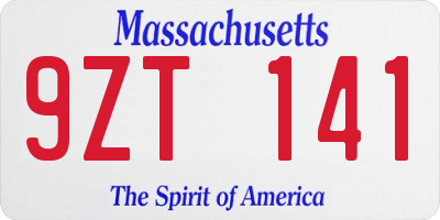 MA license plate 9ZT141