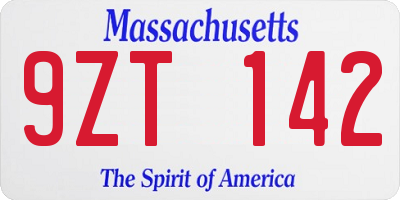 MA license plate 9ZT142