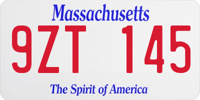 MA license plate 9ZT145