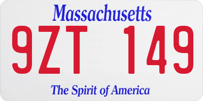 MA license plate 9ZT149