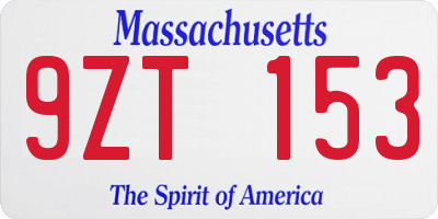 MA license plate 9ZT153