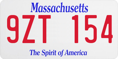 MA license plate 9ZT154
