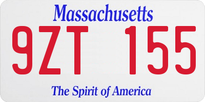 MA license plate 9ZT155