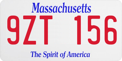 MA license plate 9ZT156