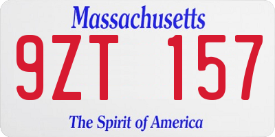 MA license plate 9ZT157