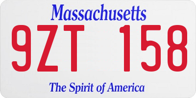 MA license plate 9ZT158