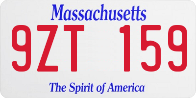 MA license plate 9ZT159
