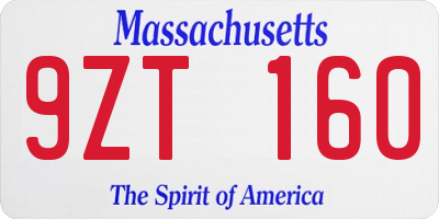 MA license plate 9ZT160