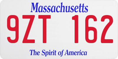 MA license plate 9ZT162