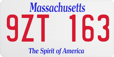 MA license plate 9ZT163