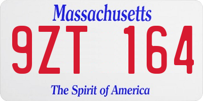 MA license plate 9ZT164