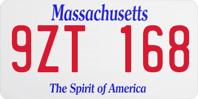 MA license plate 9ZT168