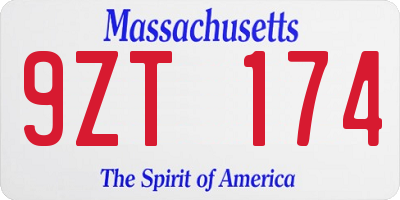 MA license plate 9ZT174