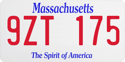 MA license plate 9ZT175
