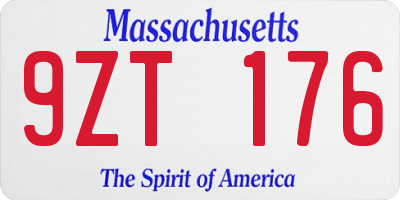 MA license plate 9ZT176