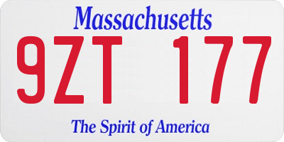 MA license plate 9ZT177
