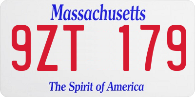MA license plate 9ZT179