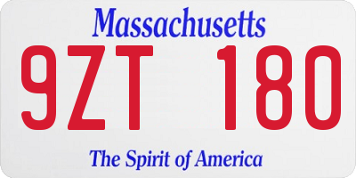 MA license plate 9ZT180