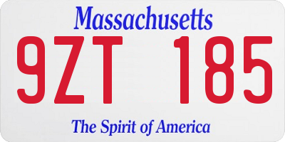 MA license plate 9ZT185