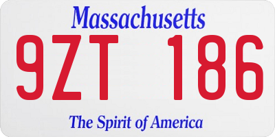 MA license plate 9ZT186