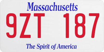 MA license plate 9ZT187