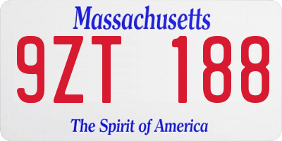 MA license plate 9ZT188