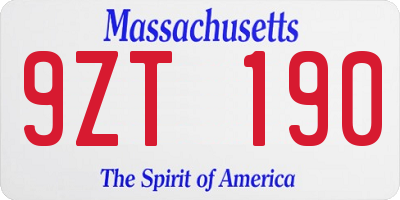 MA license plate 9ZT190