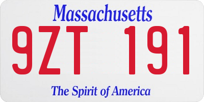 MA license plate 9ZT191