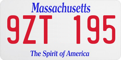 MA license plate 9ZT195