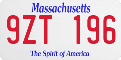 MA license plate 9ZT196