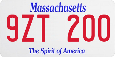 MA license plate 9ZT200