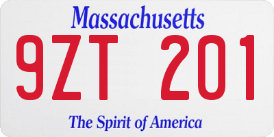 MA license plate 9ZT201