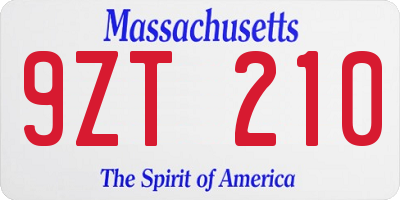 MA license plate 9ZT210