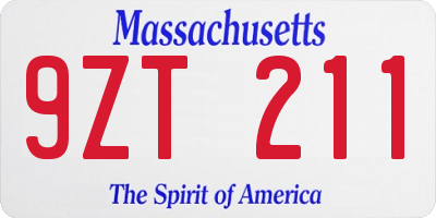 MA license plate 9ZT211